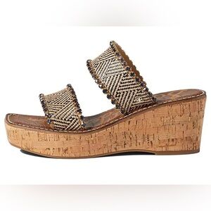 Sam Edelman size 7 wedges, Natural/Black and Woven